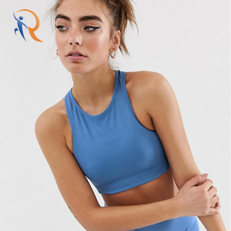 Training sports bra with cut outs in blue RTC11