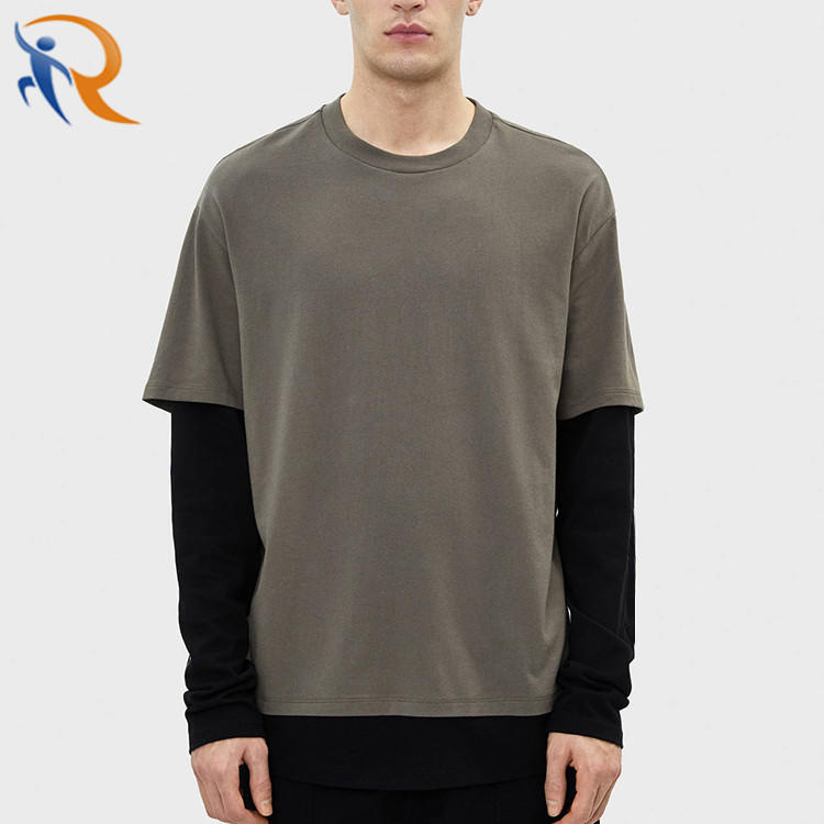New Stylish Fashion Casual Double Layer Sleeves Long Sleeve T Shirt for Men
