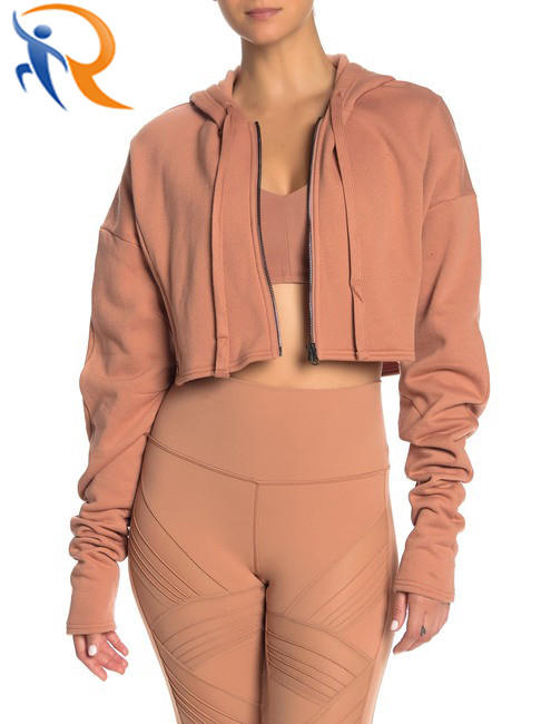 Women New Style Jacket Long Sleeve Full Zipper Short Coat Crop Top