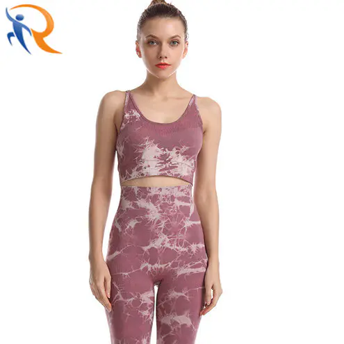Women Fashion High Quality Sportswear Fitness Yoga Set Tie Dyed Printing