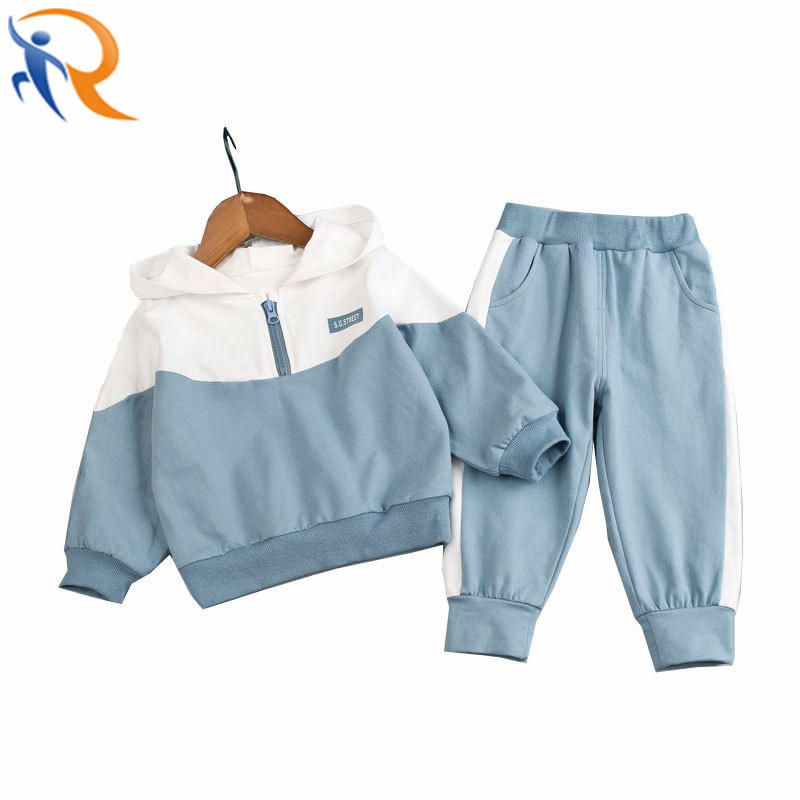 Kids Spring Autumn Long Sleeve Unisex Half Zipper Hoodies Set Casual Wear