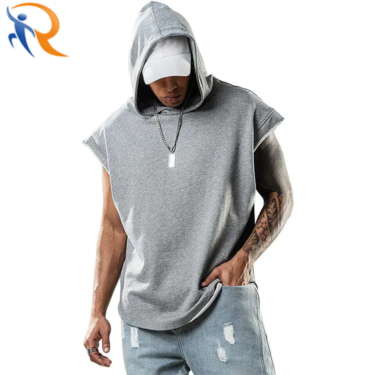 Sleeveless Fashion Streetwear Men′ S Solid Color Workout Singlet Hood