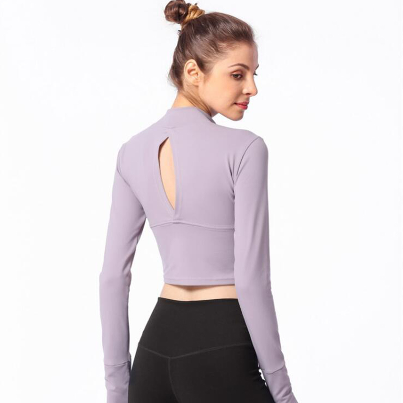 product-Wholesale Half Zipper Long Sleeve Yoga Shirt Women Fitness Crop Top-Ruiteng-img