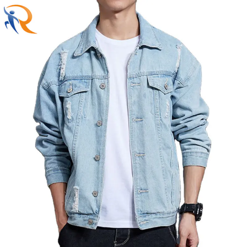 Fashion Men′s Street Wear Denim Jacket Blue Jeans Washed Effect Jacket