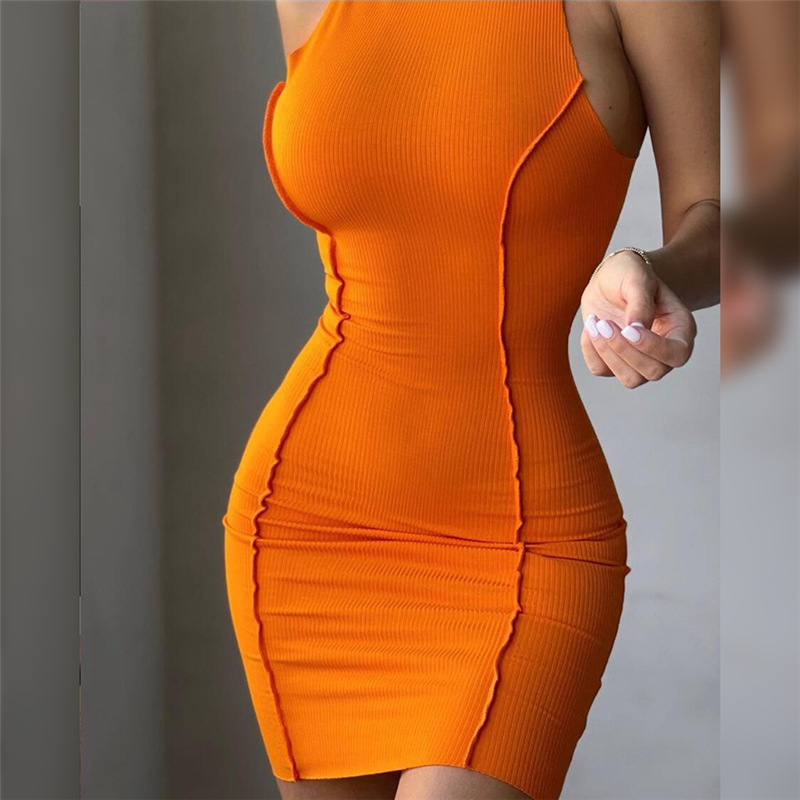 product-Sexy Lady Club Wear Slim Sleeveless Bodycon Ribbed Dress-Ruiteng-img