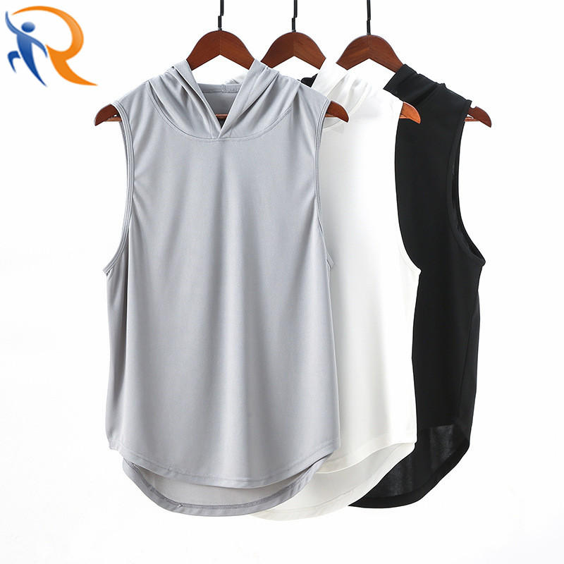 Wholesale Men Workout Breathable Quick Dry Gym Hoodies Sleeveless Vest