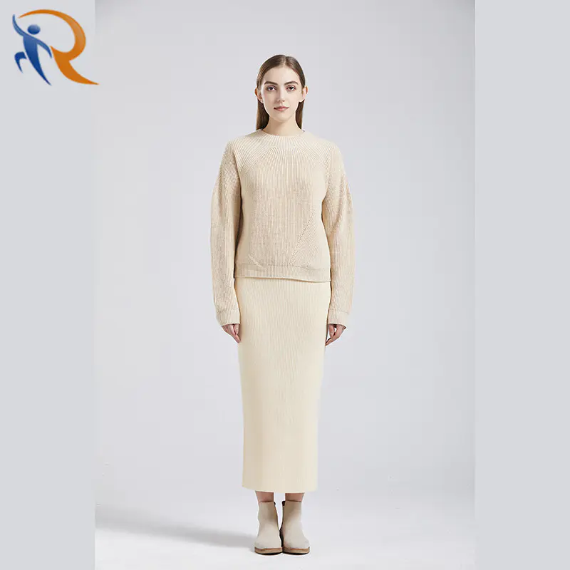 Pullover Loose Panel Butterfly Cable Chunky Knit Cashmere Logo Women Sweater