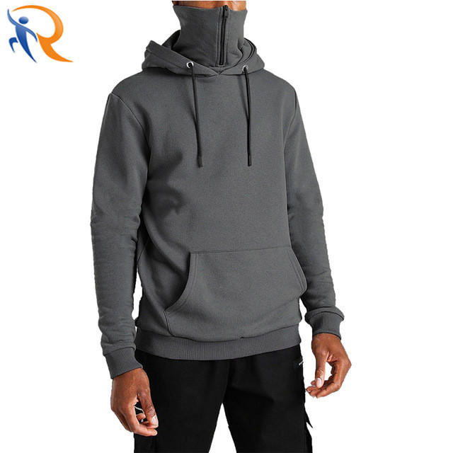 OEM Men′ S Hooded Masked Zipper Hoodie Streetwear Solid Color Oversized Fleece Hoodies