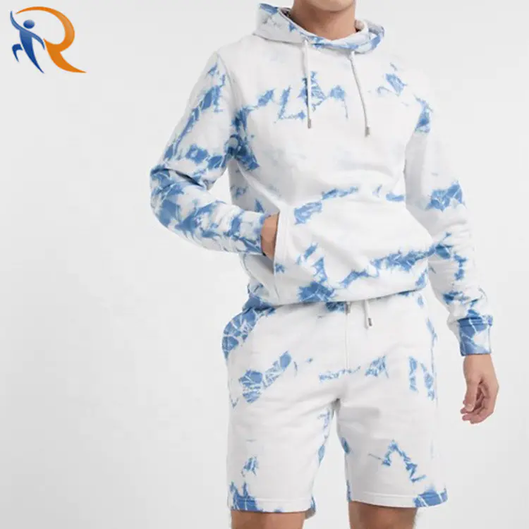 Tie Dyed Hoodie and Short Set for Men High Quality Autumn Tracksuit
