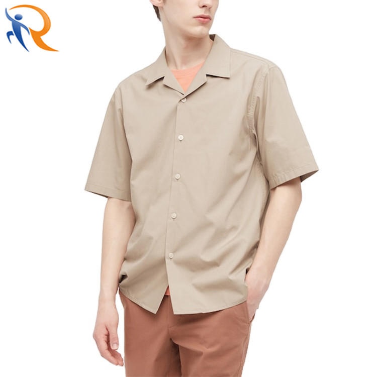 100% Cotton Custom Design Camp Collar Short Sleeve Button Up Vacation Men Shirts