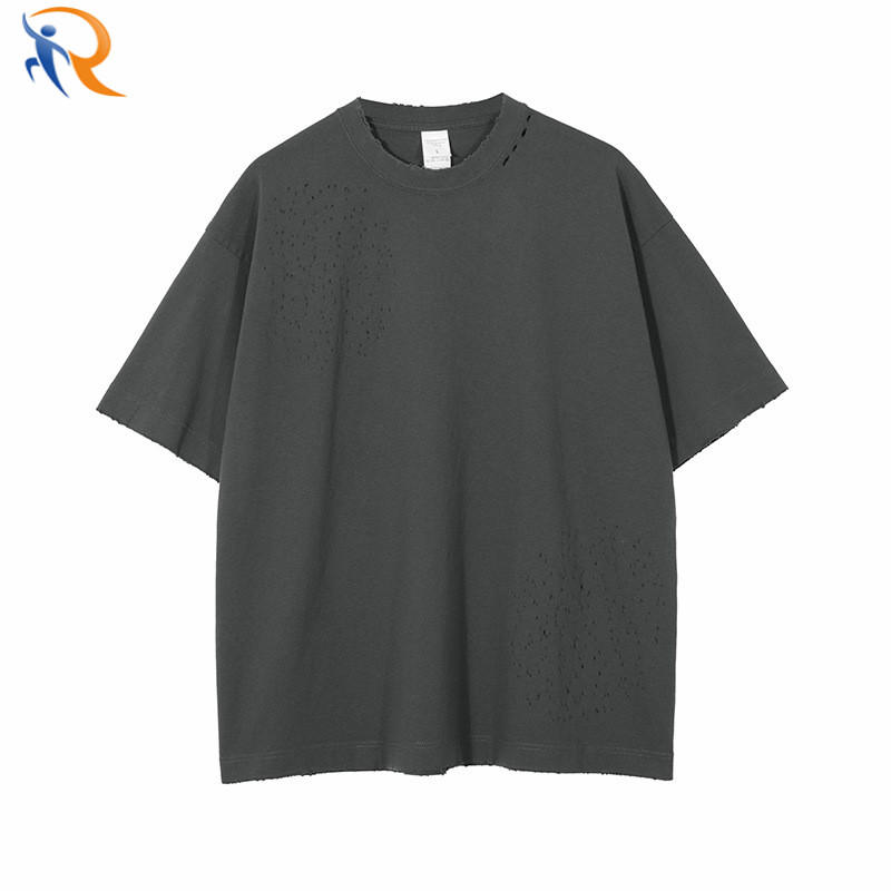 Wholesale Unisex Solid Color Short Sleeve Oversize Streetwear Washed Plaid T-shirt