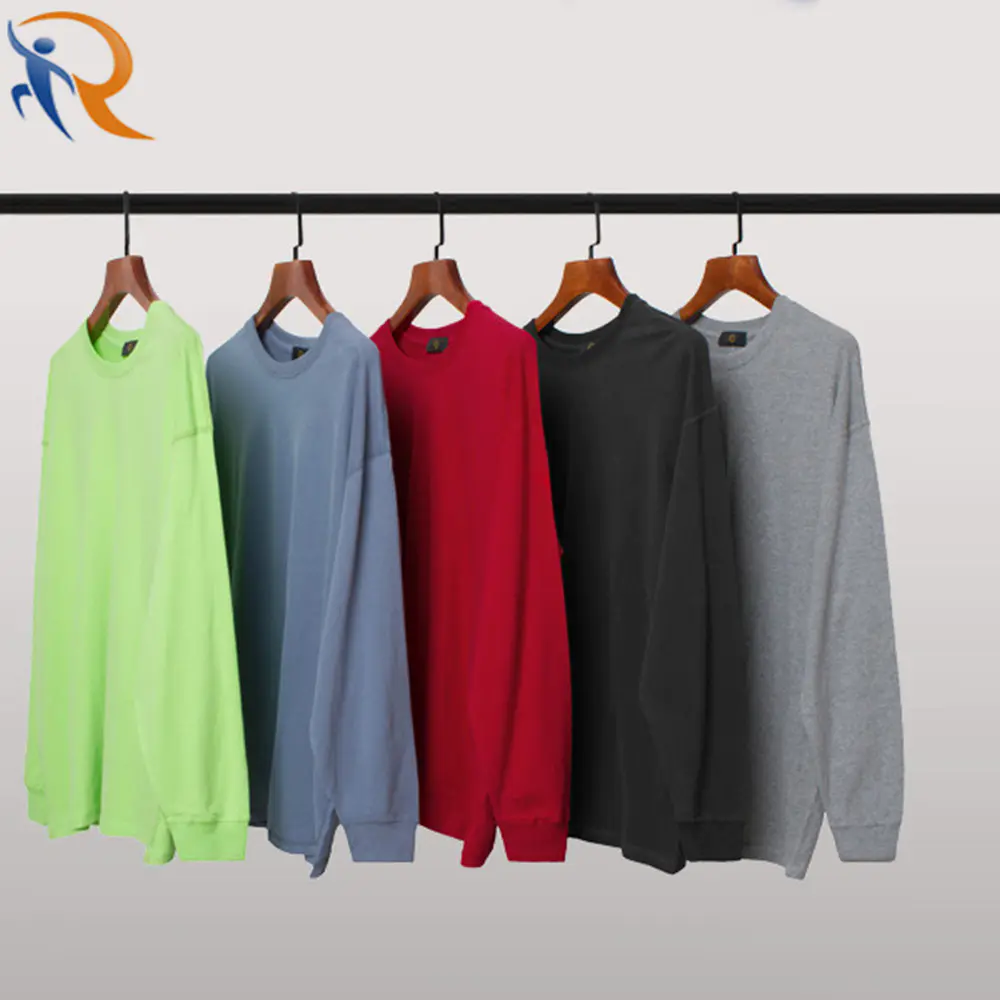 New Simple Design Solid Color Customized Long Sleeve Oversize Unisex T-shirt