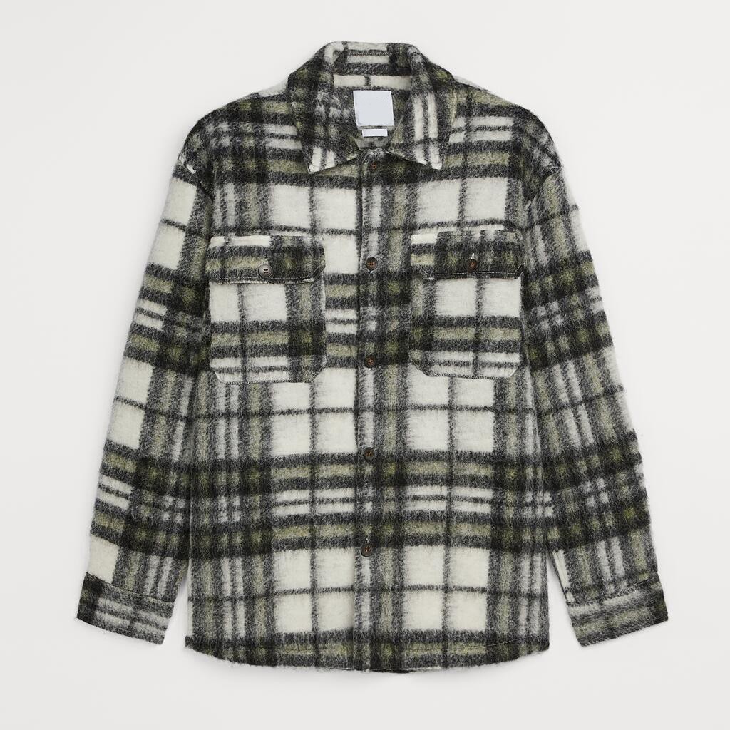product-Custom Button Long Sleeve Winter Jacket Men′s HIP HOP Oversize Street Wear Wool Plaid Shirt 