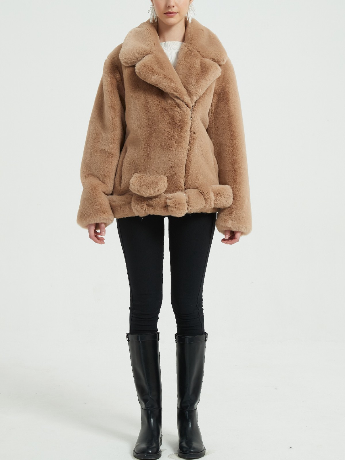 product-Ruiteng-Winter Wear Zipper Warm Faux Fur Wool Coat Oversize Teddy Velvet Belt Women Jacket-i
