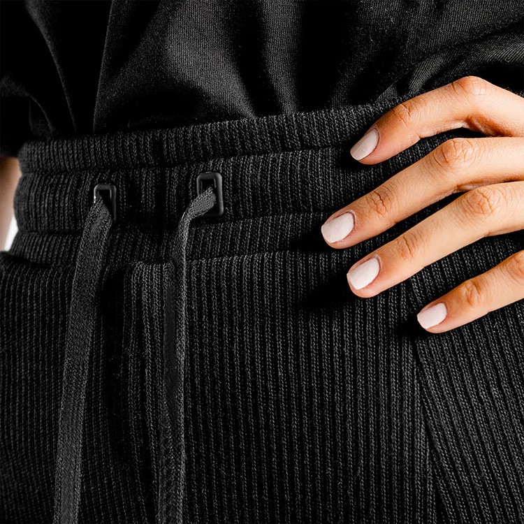 product-Ladies High Waist Streetwear Cotton Black Knitted Loose Custom Woman Pants-Ruiteng-img