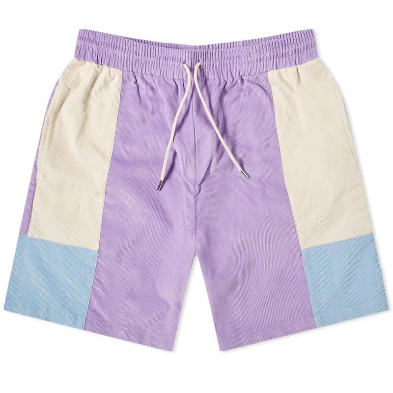2021 Summer Retro Color Block Shorts OEM Colorful Cotton Corduroy Shorts For Men