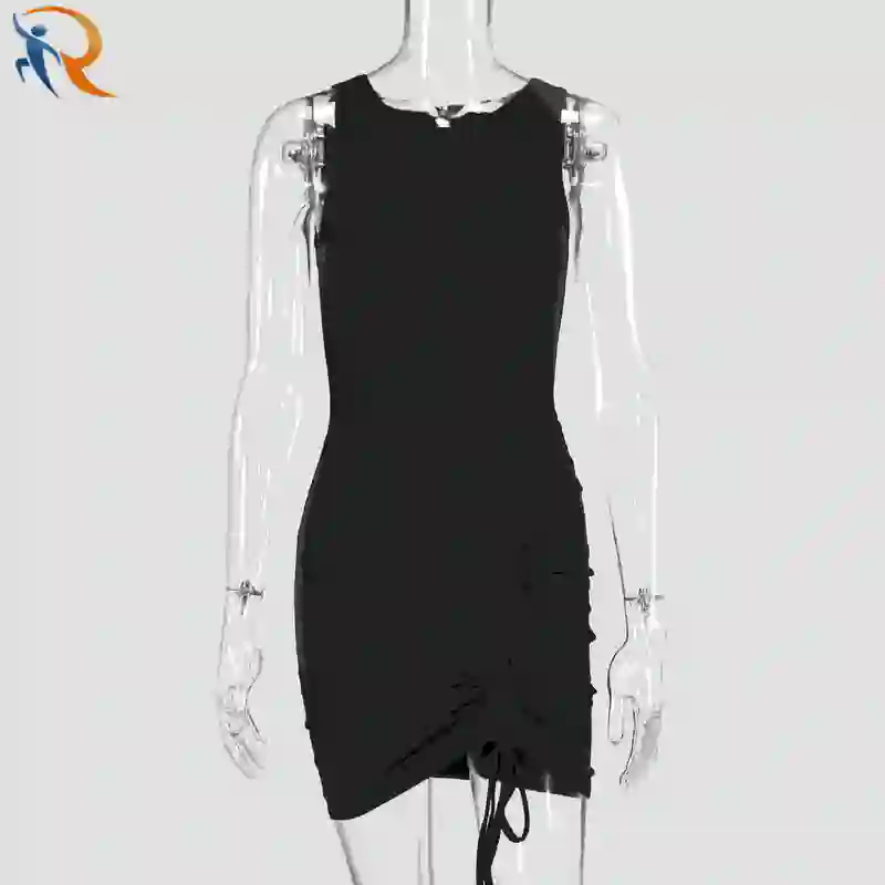 Wholesale Short Stylish Sleeveless Party Black Wrap Bodycon Sexy Club Dress for Women