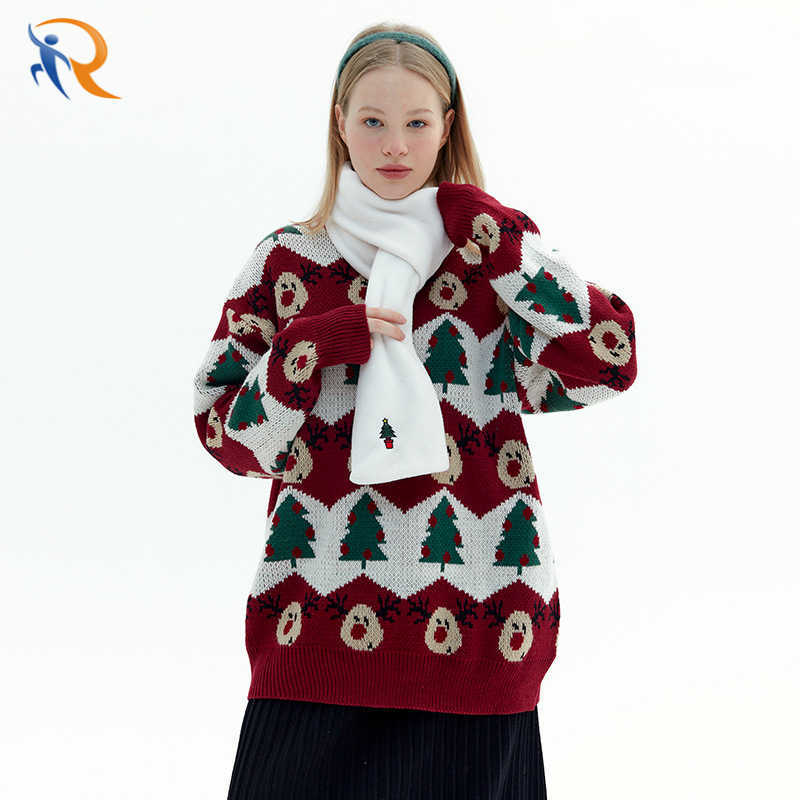 2022 New Fashion Christmas Sweater Couple Wear Winter Knitted Cute Jacquard Pullover Sweater