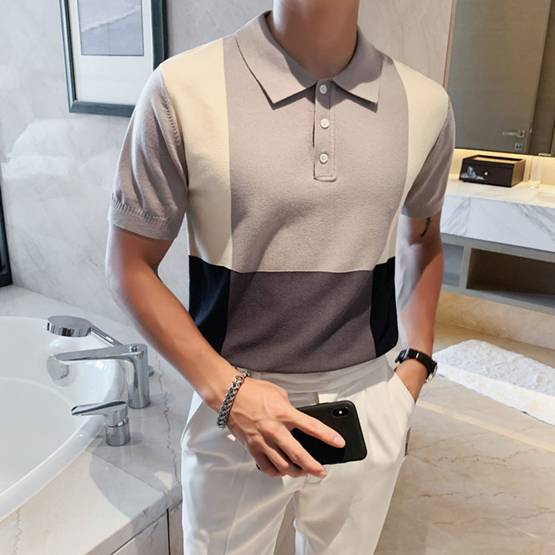 product-Ruiteng-Summer New Men Polo Shirt Short-sleeved Casual Slim Blocking Color Knitted Outdoor G