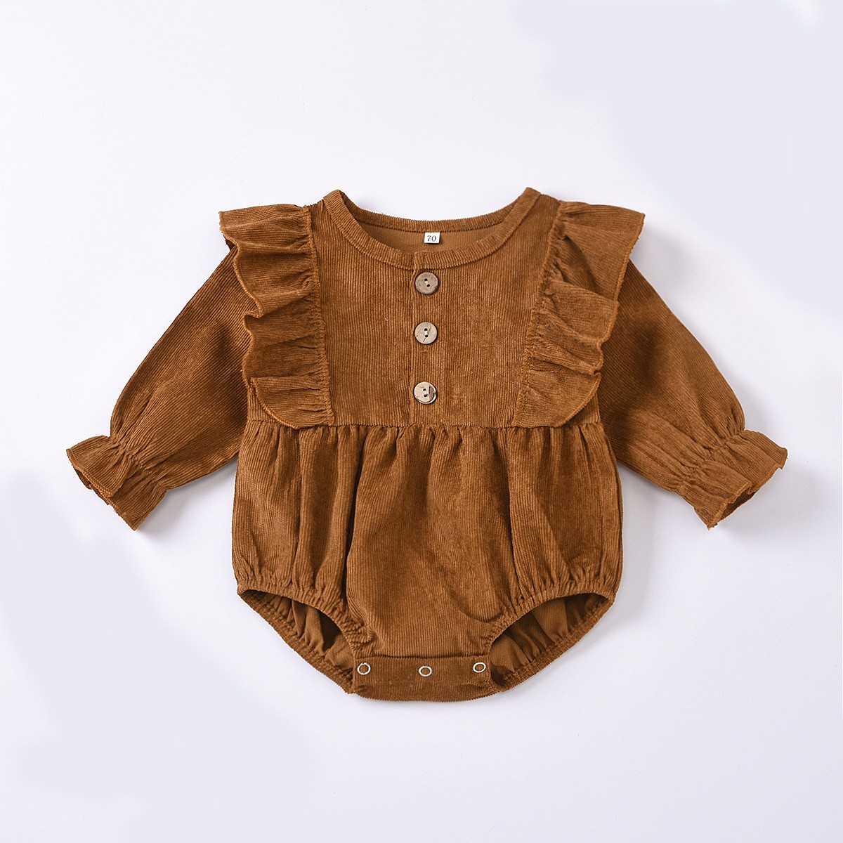 product-2022 Baby Girl′s Romper Infant Clothes Winter Blanks Ruffle Corduroy Cute Bodysuit for Baby 