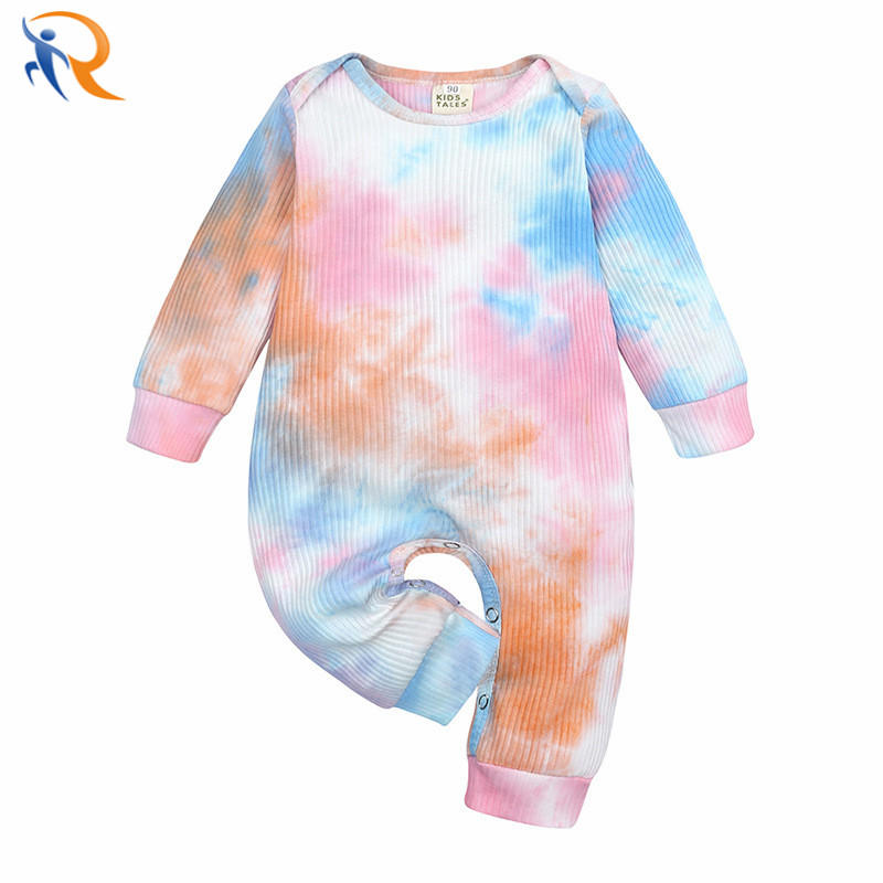 New Wholesale Fashion Long Sleeve Baby Unisex Tie Dye Kids Bodysuit Romper