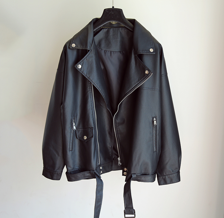 product-Ruiteng-Women Loose PU Leather Jacket Black Soft Faux Cool Girl Street Biker Coat Jacket-img