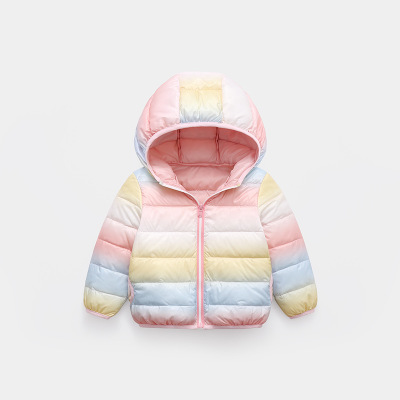 product-Ruiteng-New Style Rainbow Tie Dye Kids Jacket Down Coats Cute Hooded Winter Coat-img