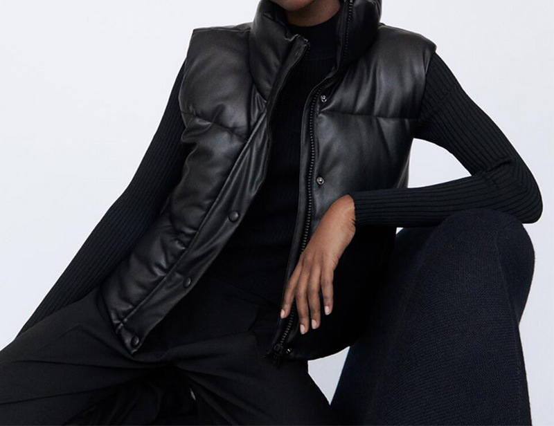 product-Women Streetwear High Collar Vests Button PU Leather Waistcoats Elegant Autumn Sleeveless Ve