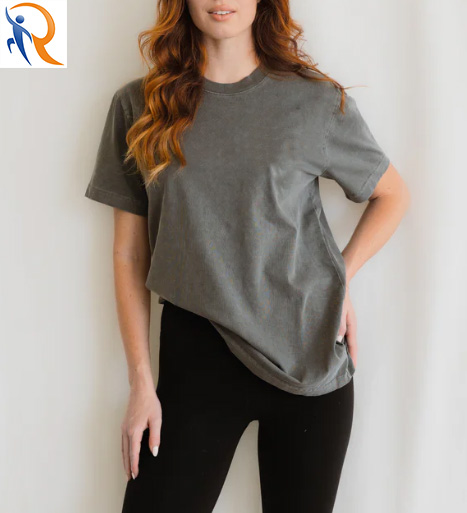 Custom Logo Grey Solid Color Round Neck Relaxed Fit Sweat-absorbent and breathable Cotton T-Shirt