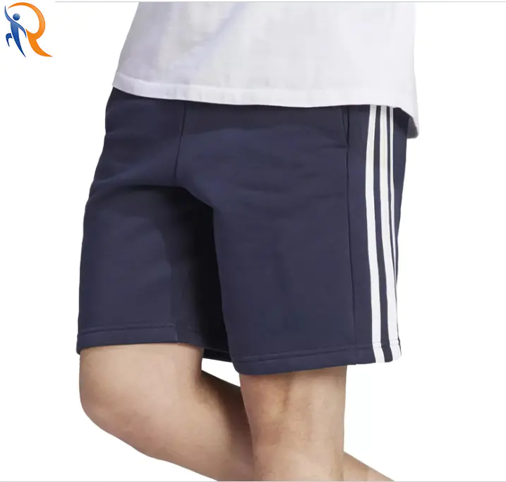 Customized Mens Cotton Solid Color White Stripes Side Panel Comfortable Quick-dry Outdoor Sport shorts
