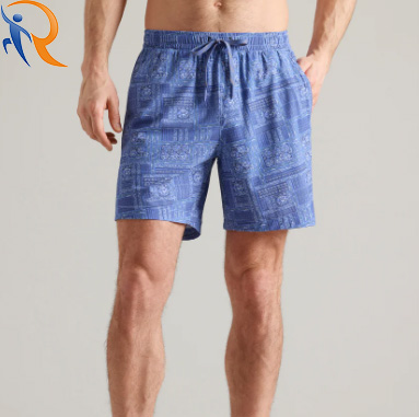 Mens Casual Outdoor Sportswear Reactive Print  Drawstring Elastic Band With Pockets Beach Shorts