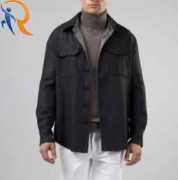 Men's Classic Cotton Lapel Long-sleeved Single-breasted Jacket With Chest Pockets Clasual Jackets