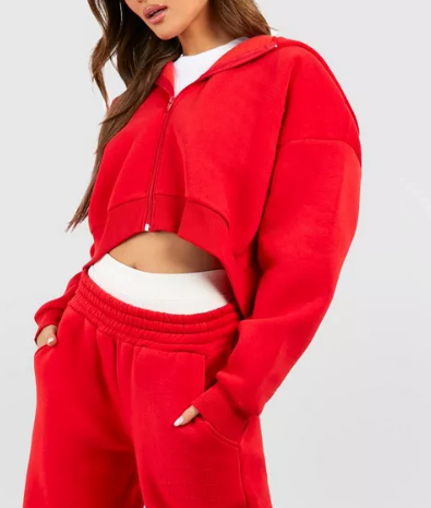 product-Ruiteng-Womens Embossed Cropped ZipThrough Hoodie Factory Wholesale Sportswear Fitness Casua
