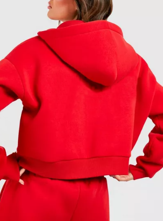 product-Womens Embossed Cropped ZipThrough Hoodie Factory Wholesale Sportswear Fitness Casual Active