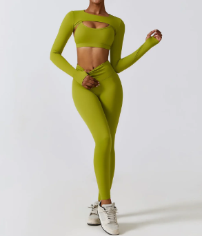 product-Womens High Elastic Form-Fitting Exercise Cropped Yoga Suits Tracksuits-Ruiteng-img