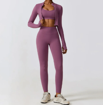 product-Ruiteng-Womens High Elastic Form-Fitting Exercise Cropped Yoga Suits Tracksuits-img
