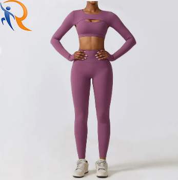 Womens High Elastic Form-Fitting Exercise Cropped Yoga Suits & Tracksuits