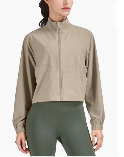 product-Ruiteng-Slim Fitting Fitness Sportswear Stand Collar Long Sleeves Zip Up Khaki Windbreaker C