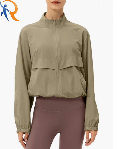Manufactory Wholesale Custom Logo Womens Cardigan Outdoor Sportswear Windproof Jacket With Pockets And Waist Elastic Adiuster