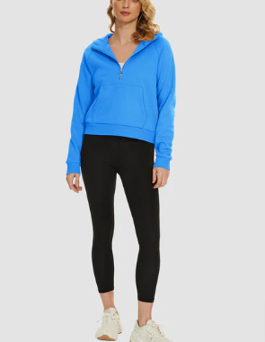 product-Ruiteng-Womens Half Zipper Solid Color Casual Outdoor Sportswear Scropped Hoodeis Manufactor