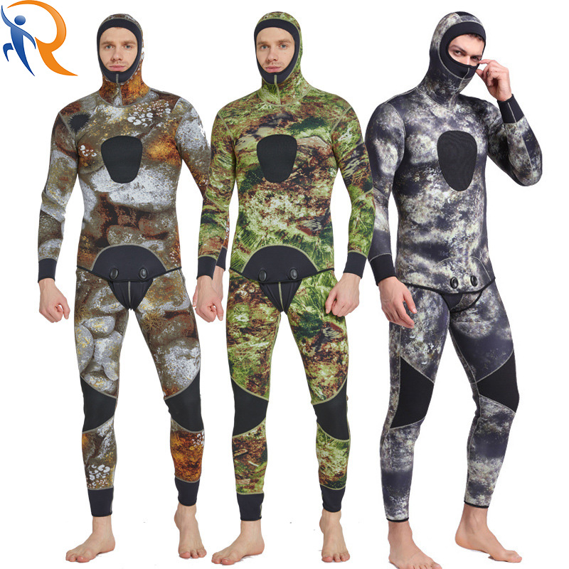 OEM Manufactures Wholeasle Mens Fishing Suit Diving Suit Cold Insulation Separate Body Swimsuit  Free Diving Fishing Suit