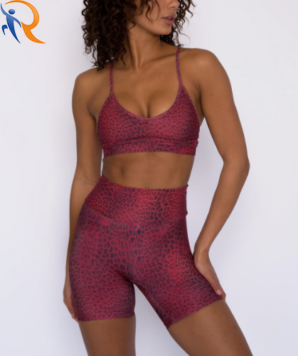 High Elastic Slim Fitting  Nude Leopard Print Yoga Suits