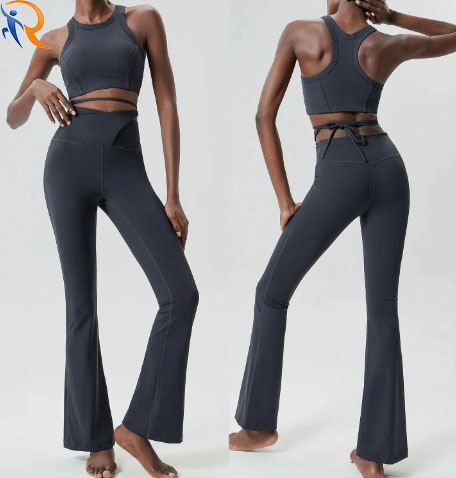 High Elastic Quick drying I-tank with Lace-up Tank Micro-cropped Sweatpants Yoga Suits