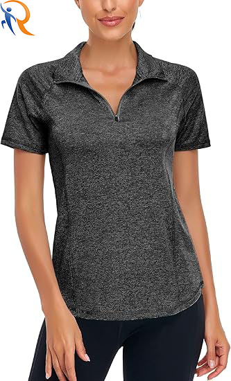 Women's Short Sleeve Moisture Wicking Athletic Shirts Quarter Zip Pullover