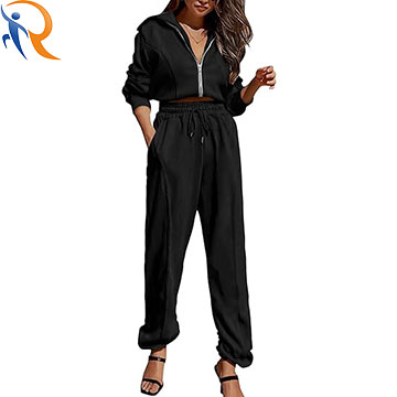 Womens 2 Piece Tracksuit Outfits Long Sleeve Zip Up Sweatshirt Drawstring Sweatpants Lounge Set