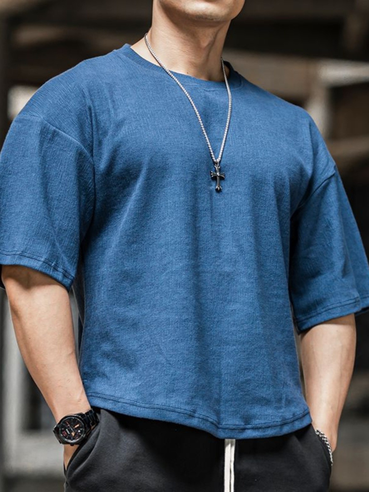 product-Ruiteng-Plus Size Muscle Fitness T-shirt Mens All-in-one Simple Running Basketball Activewea