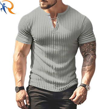 2024 New Men's Short-sleeved Top Pit Strip V-neck Slim T-shirt