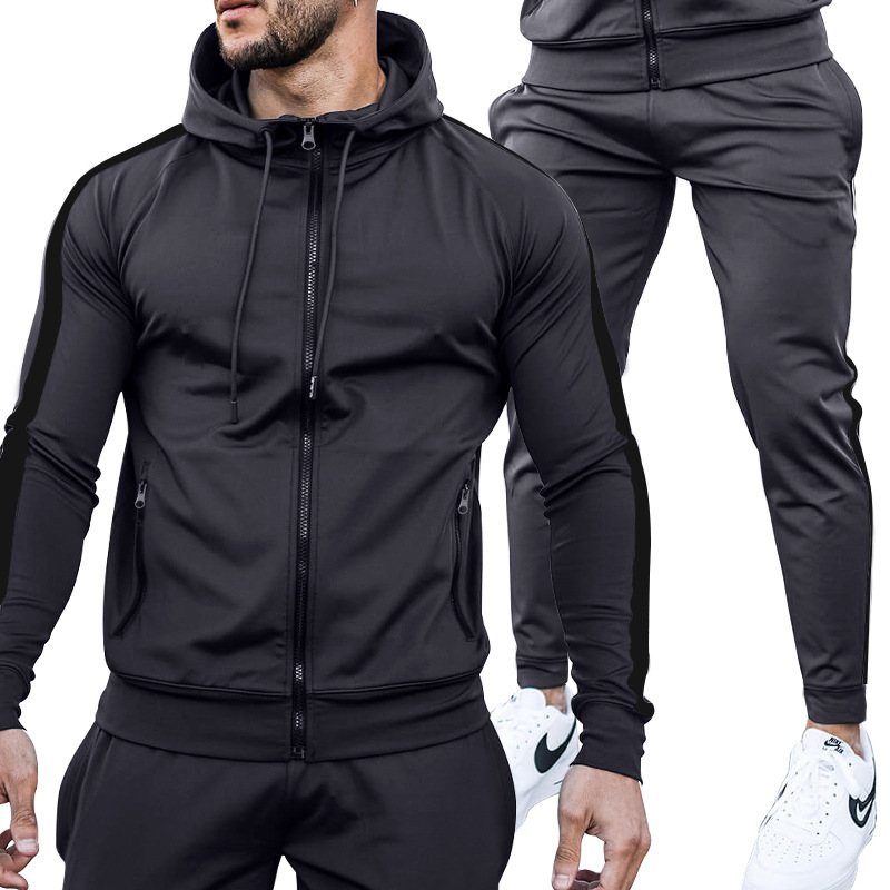 product-Mens Cotton Slim 2 pieces Activewear Spring Autumn Outdoor Sport Running Tracksuits-Ruiteng-