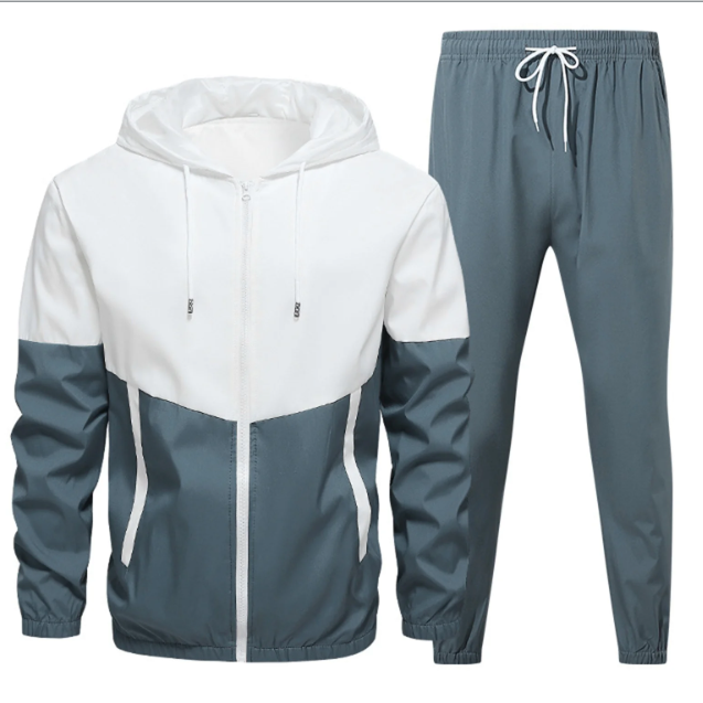 product-Mens Outdoor Windproof Sweatsuits Hooded Jacket Drawstring Pants-Ruiteng-img