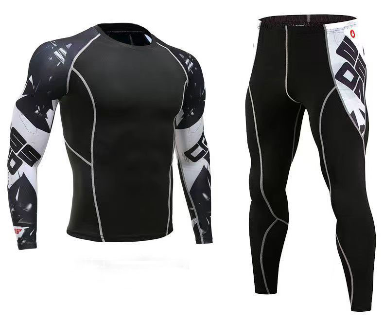 product-Ruiteng-Sports fitness Set Printed tight-length quick-drying high elastic training sportswea